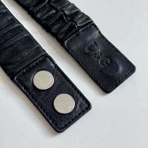 D&G Black Leather Belt with Textured Finish